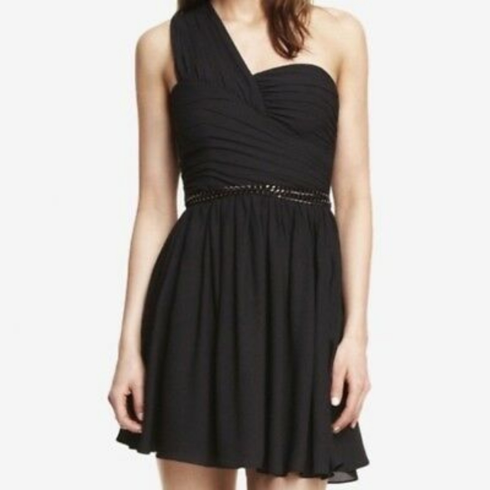 Express Women's One Shoulder Party Cocktail Dress Size 10 Black
